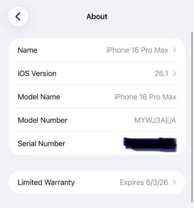 iPhone 16 Pro Max 256GB, 100%battery , desert titanium